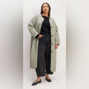 Everlane Renew Quilted Long Liner - Sage Green